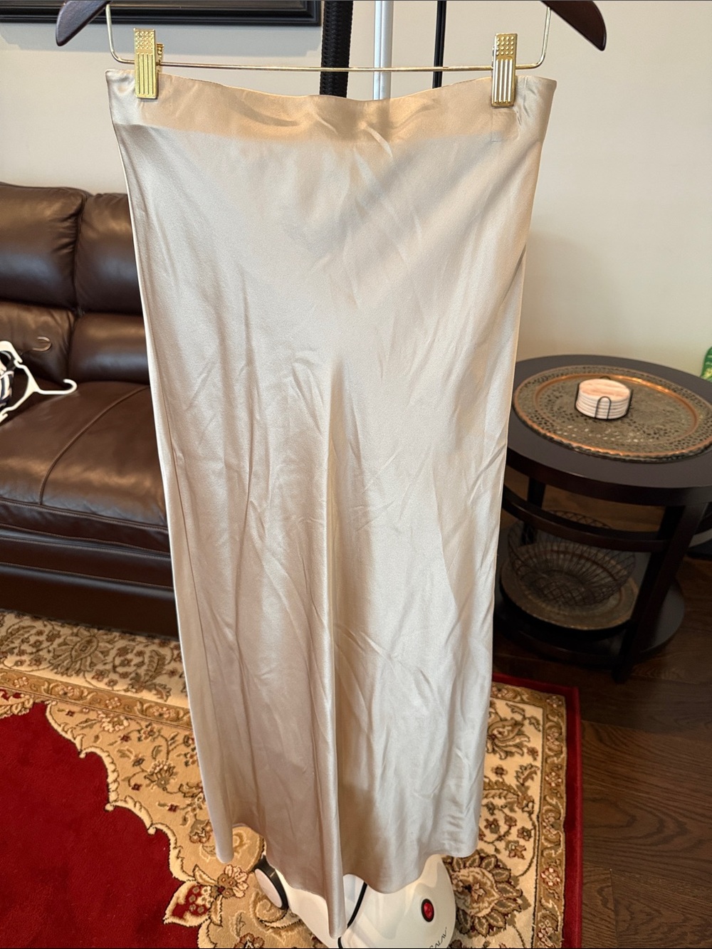 Quince washable silk maxi skirt in Champagne